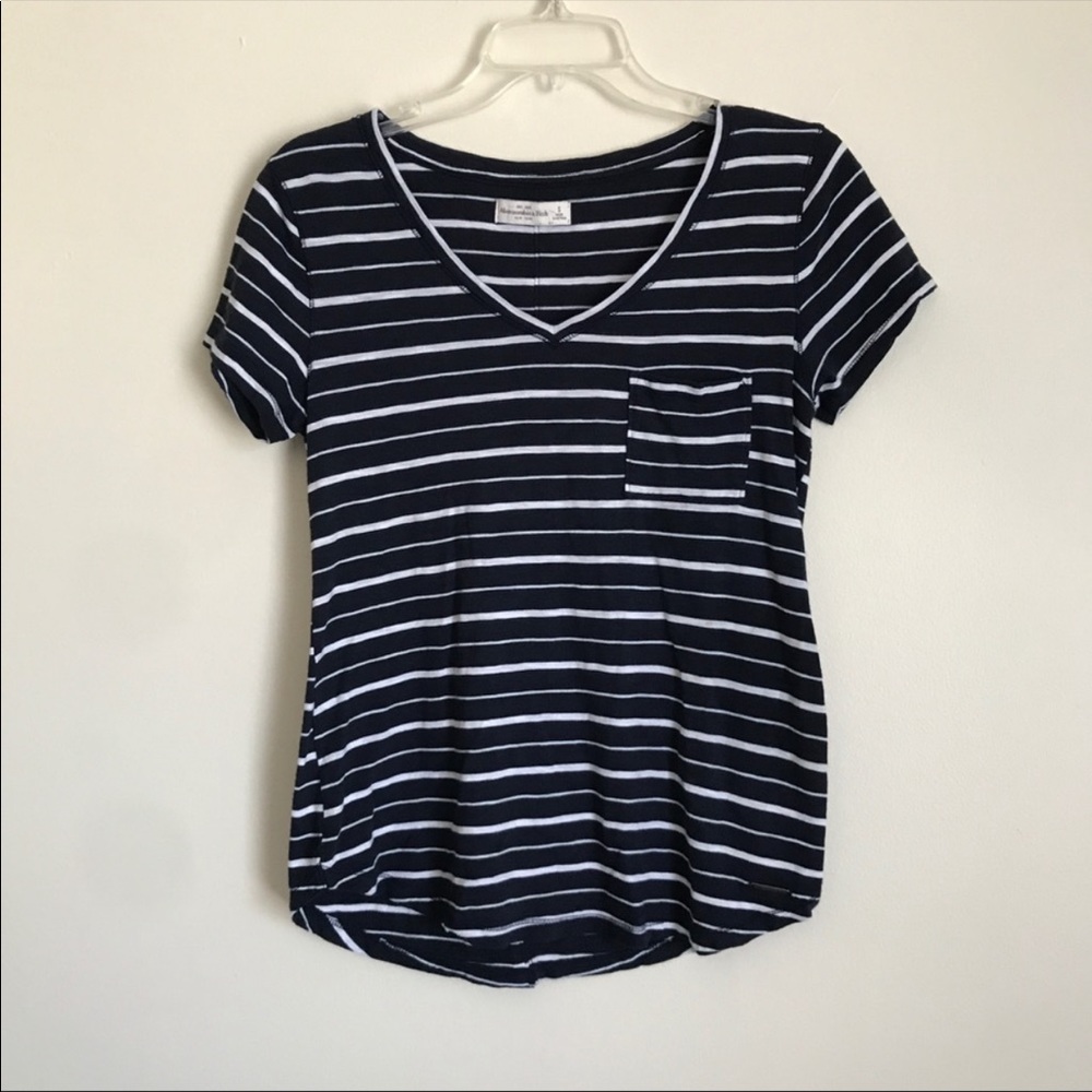 ABERCROMBIE AND FITCH SHORT SLEEVE STRIPED T SHIRT